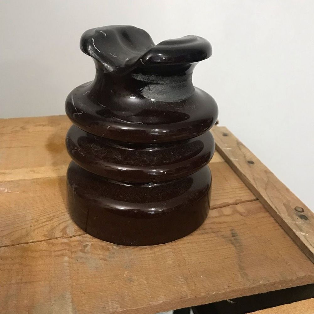 Vintage Brown Ceramic Insulator decor paperweight upcycled